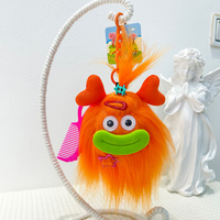 Porte-clés en peluche monstre mignon et moche, jouet en peluche bouche saucisse et pendentif de sac pour décor de sac à dos