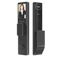 Cerradura Inteligente para Puerta con Huella Dactilar Biométrica, Video Llamada WiFi, Aplicación FaceTuya, para Puertas de Aluminio/Madera/Acero, Almacenamiento en la Nube