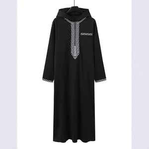 Túnica Holgada con Capucha para Hombre, de Poliéster, con Bordado de Lujo, Manga Larga, Estilo Étnico Tradicional de Oriente Medio, Thobe Musulmán Saudí - Product Image 2