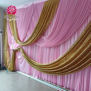 8ft 10ft tùy chỉnh vàng và trắng Fushia hồng bé màu xanh tùy chỉnh sang trọng nhà thờ sân khấu <span class=keywords><strong>Backdrop</strong></span> thiết kế cho Đảng và đám cưới - Product Image 4