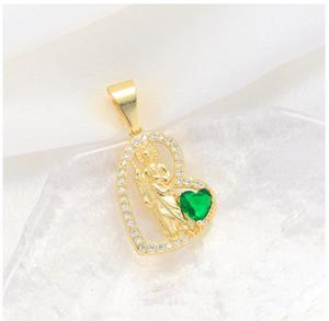 Zircon nouvellement conçu religieux <span class=keywords><strong>Saint</strong></span> Jude's Cane pendentif collier classique rétro plaqué or alliage jésus plume breloques - Product Image 5