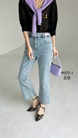 Jeans taille haute pour femmes grandes tailles avec logo personnalisé, mode estivale, lavables, anti-décoloration, pantalon en denim bleu clair pour femmes