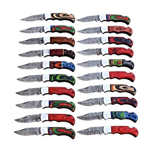 High Quality Industrial Grade Rajput <b>Knives</b> Damascus Steel Folding Blade Pocket <b>Knife</b> 18cm Overall Length Pakka Wood Handle - Product Image 3