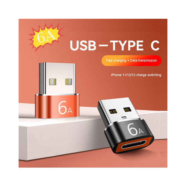 6A USB Type C Female to USB a Male Charger Converter OTG Adapter for Phone Power Bank Car Charger