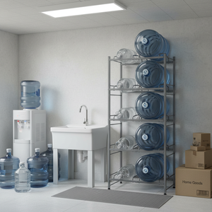 5-Tier Double Row Silver Gray <b>Bottle</b> <b>Drying</b> <b>Rack</b> with 10-Jug Capacity Model AL1177 Made in China - Product Image 3