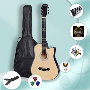 Guitare acoustique semi-électrique en bois de tilleul de 38 pouces, kit de guitare personnalisé pas cher en gros avec barre de tension, provenant d'une usine de guitares chinoise - Product Image 1