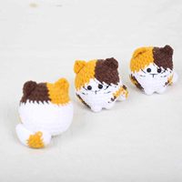 Porte-clés en crochet chat douillet fait main, breloque en peluche avec clochette pour sac, décoration de clé, porte-clés tricoté en forme de donut mignon