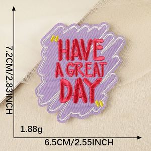 Autocollant de sac de dessin animé, slogan anglais tendance, patchs brodés créatifs en lettres pour vêtements en sergé, thermocollants et auto-adhésifs - Product Image 6