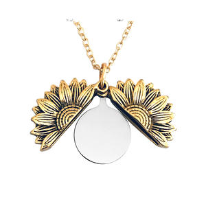 รุ่น2ด้านสลักของฉันเพียงดอกทานตะวันแสงแดดสร้อยคออัลลอยด์ดอกทานตะวันเปิดล็อคเก็ตสำหรับลูกสาวของขวัญจบการศึกษา - Product Image 4