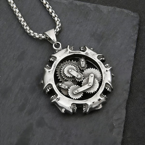yunnique <b>Steampunk</b> Style Gear Pendant Necklace Stainless Steel Men's Spike Geometric Design JD215 - Product Image 1