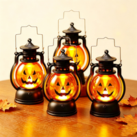Lampu Tangan LED Halloween Bentuk Labu Setan Warna Putih Hangat dengan Kontrol Sentuh Baterai untuk Ruang Tamu