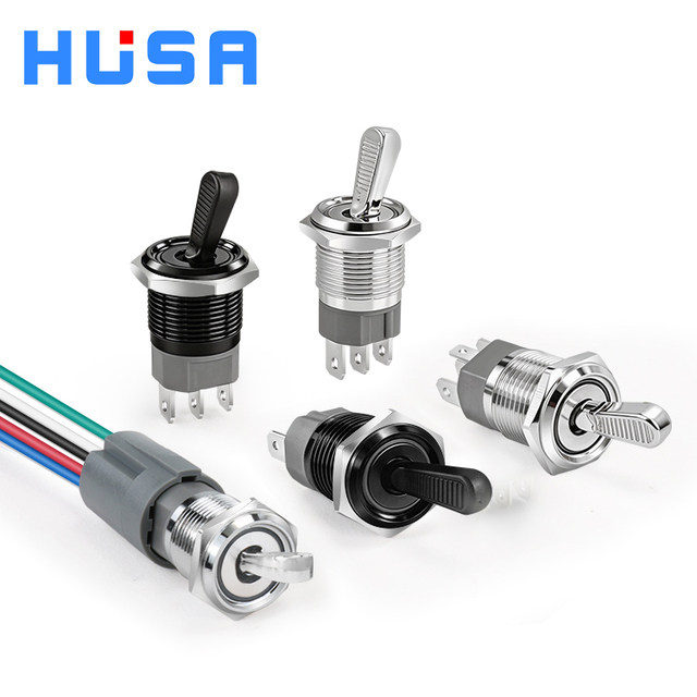 16mm Metal Toggle Switch 3P 10A High Current LED Illuminated Self-locking Lever-Type Rocker Arm Bi-color Power Window Switch