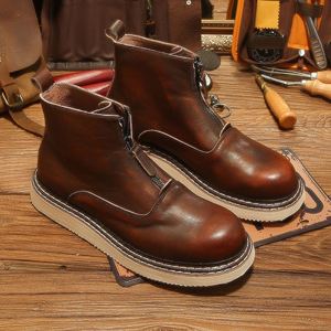 Men's <b>Winter</b> <b>Boots</b> - British Style Genuine Leather Elevated Stylish Fleece-Lined Outdoor <b>Work</b> Trendy Men's Footwear - Product Image 6