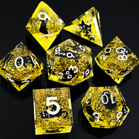 Ensemble de dés RPG personnalisés avec paillettes, chat noir, alliage de zinc, dés polyédriques pour jeux de rôle fantastiques, kit de dés pour soirée de jeux de table
