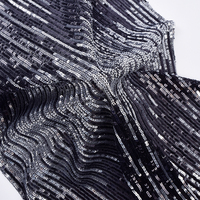 Nouveau tissu en maille élastique brodé de paillettes transparentes à rayures dégradées bicolores de 3 mm de haute qualité pour robe tendance