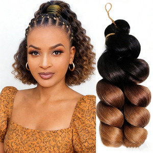 Extensions de tresses synthétiques à double trame de 12 pouces, 150g, style boucles italiennes lâches, pour tressage à la machine et au crochet - Product Image 1