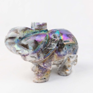 Vente chaude de sculptures d'éléphants en obsidienne naturelle de 6 cm, quartz <span class=keywords><strong>rose</strong></span> et cristaux mélangés, pour cadeau de mariage, guérison - Product Image 5