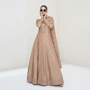 Vestido Salwar Kameez Anarkali de Seda para Mujer, Traje Indio Largo hasta el Suelo, de Secado Rápido, para Fiestas RN - Product Image 1