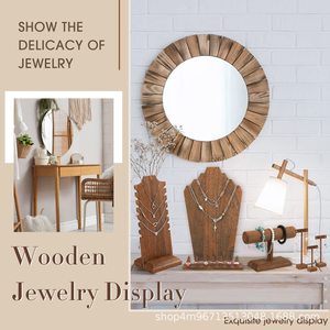 Solid Wood Jewelry Display Rack 8-Piece Set <b>Necklace</b> Earring <b>Ring</b> Stand Desktop Storage Organizer For Jewelry Showcase - Product Image 3