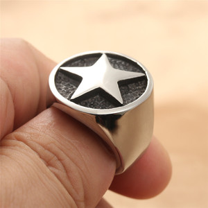 JZ127 Vintage <span class=keywords><strong>Punk</strong></span> Anillos para Hombres, Acero Inoxidable Estrella Biker Joyería, Oro Plata <span class=keywords><strong>Pinky</strong></span> Anillos Venta al por mayor Estilo - Product Image 4