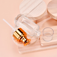 Botol Lotion Kaca Bening Mewah 20ml 30ml dengan Pompa Berlapis Emas untuk Serum Wajah, Esens, Wadah Kosmetik Perjalanan