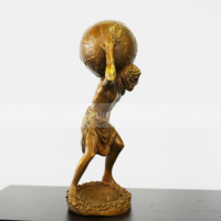 Titan grec Atlas tenant Globe du monde Statue en bronze Sculpture Figure astronomie ornements décoration de bureau