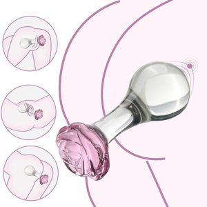 Juego de 3 Tapones Anales de Cristal en Forma de Rosa, Expansor <span class=keywords><strong>Anal</strong></span>, Juguetes Sexuales para Entrenamiento, Masturbación para Hombres, Mujeres, Gays y Parejas - Product Image 3