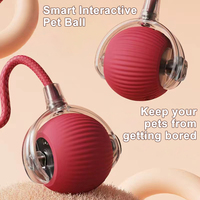 Jouet Intelligent pour Animaux de Compagnie Balle Automatique Interactive 360° avec Corde, Recharge USB, pour Chiens et Chats