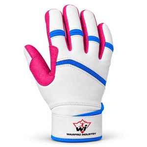 Guantes de Bateo de Cuero Warpro Industry, Acolchados, con Cierre de Velcro, para Entrenamiento, Ambidiestros, Duraderos, de Secado Rápido, en Blanco, Rosa y Azul - Product Image 5