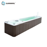 Piscine de nage à contre-courant autoportante Sunrans 11,7 m en acrylique pour extérieur avec double zone de massage par air et bain à remous intégré