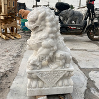 BLVE extérieur jardin décoratif pierre naturelle Lion Statue grandeur nature chinois Foo chien Sculpture