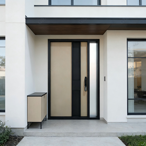 Porte d'entrée principale moderne, grande porte pivotante en bois massif, designs de portes pivotantes extérieures en bois pour maison, villa - Product Image 5