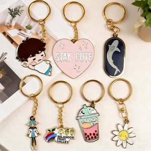 Porte-clés en métal personnalisé avec logo en émail dur, accessoires décoratifs, design gratuit, vente en gros, porte-clés mignon style anime - Product Image 1