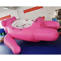 Bateau gonflable commercial en PVC de 0,9 mm, motif ours rose, tractable, pour sports nautiques - Grande Vente