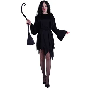 Fantasia feminina cosplay, vestido diabo preto para mulheres, festa de halloween