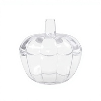 Pot en verre transparent en forme de citrouille avec couvercle, sans plomb, pot de rangement alimentaire en verre, pour bonbons, biscuits, bijoux, décoration d'Halloween, décoration de la maison