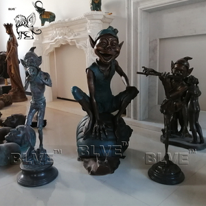 Statues de jardin amusantes et anciennes, décoration extérieure, figurine de <span class=keywords><strong>lutin</strong></span> en métal, jouant de la flûte, statue d'elfe en bronze à vendre - Product Image 6