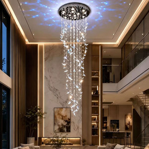 <span class=keywords><strong>Lampadario</strong></span> a Cascata di Cristallo a Farfalla Moderno e Lussuoso Personalizzato per Hotel, Atrio, Scale, Villa con Soffitti Alti - Product Image 3