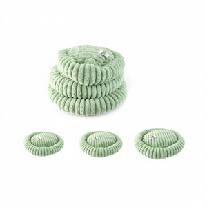 Set di Tre Letti per Animali Domestici in Pelo di Coniglio Verde, Forma Rotonda - Product Image 2