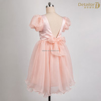 Robe pour enfants en gros, robe rose en organza pour filles, manches bouffantes, jupe tutu moelleuse, robe de cérémonie formelle, mode enfantine