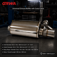 GRWA Valve d'échappement universelle à découpe, silencieux en acier inoxydable 304 poli miroir, entrée et sortie 2,5, 3, 3,5 pouces, silencieux d'échappement personnalisé