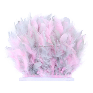 Venta al por mayor 2 yardas 10 - 5 cm doble Color pavo pluma ajuste flecos para coser falda vestido fiesta disfraz - Product Image 4
