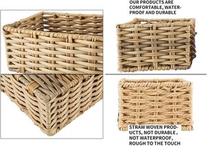 <b>Square</b> Eco-Friendly Paper Rope Food Storage Bread Box Kitchen Sink Desk Organizer Storage Drawer Paper <b>Basket</b> - Product Image 3