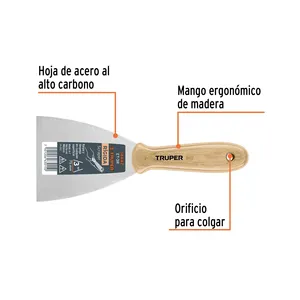 Maestro con 96 unità spatola rigida 3 'con manico in legno, Truper - Product Image 2
