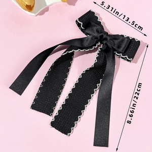 Jepit Rambut Pita Kain Gaya Jepang & Korea SASA Ladies' Moonstitch dengan Hiasan Rhinestone dan Pinggiran Bergelombang untuk Anak Perempuan, Cocok untuk Pesta - Product Image 3