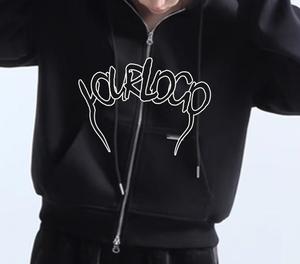 เสื้อฮู้ดซิปพิมพ์โลโก้ตามสั่ง คุณภาพสูง ผ้าคอตตอนหนานุ่ม ซิปหน้า มีกระเป๋า สำหรับผู้ชาย - Product Image 2