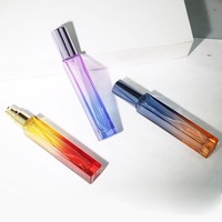 Flacon vaporisateur de voyage 10 ml haut de gamme à dégradé de couleurs avec pompe atomiseur, en verre carré, pour sérum liquide roll-on et soins de la peau