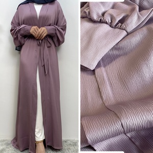 Abaya Islámica Abierta con Bolsillos en Satén Acanalado Suave para Mujeres Musulmanas Elegantes 1975, Super Oferta # - Product Image 4
