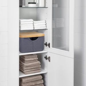 Tre lưu trữ bin với có thể tháo rời tre Nắp xử lý vải Giỏ hộp có nắp đậy <span class=keywords><strong>Stackable</strong></span> giặt container Closet Cube tổ chức - Product Image 6