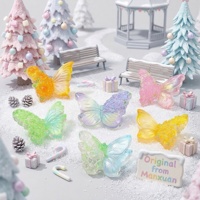 Figurines Papillons en Résine Ombrée Kawaii Effet Gelée, Double Design Texturé Pétale pour Kits DIY, Breloques Pastel Dégradé en Gros